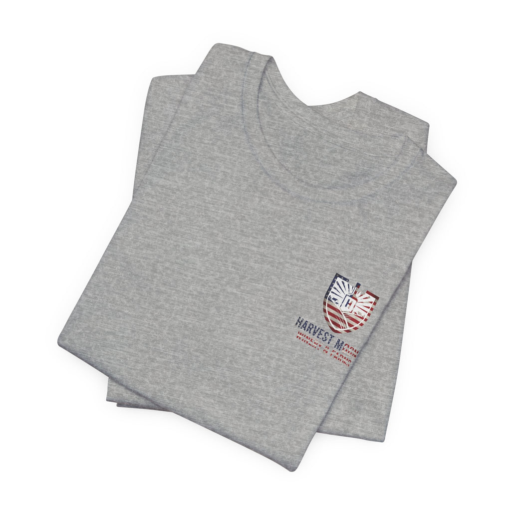 T-Shirt — Harvest Moon Winery & Farms Vintage Shield Tee (American Flag Distressed)