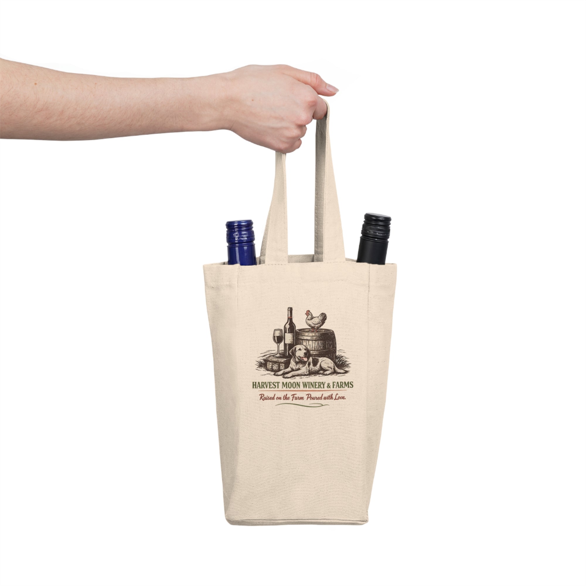 Double Wine Tote Bag — Harvest Moon Winery Picnic Wine Bottle Carrier