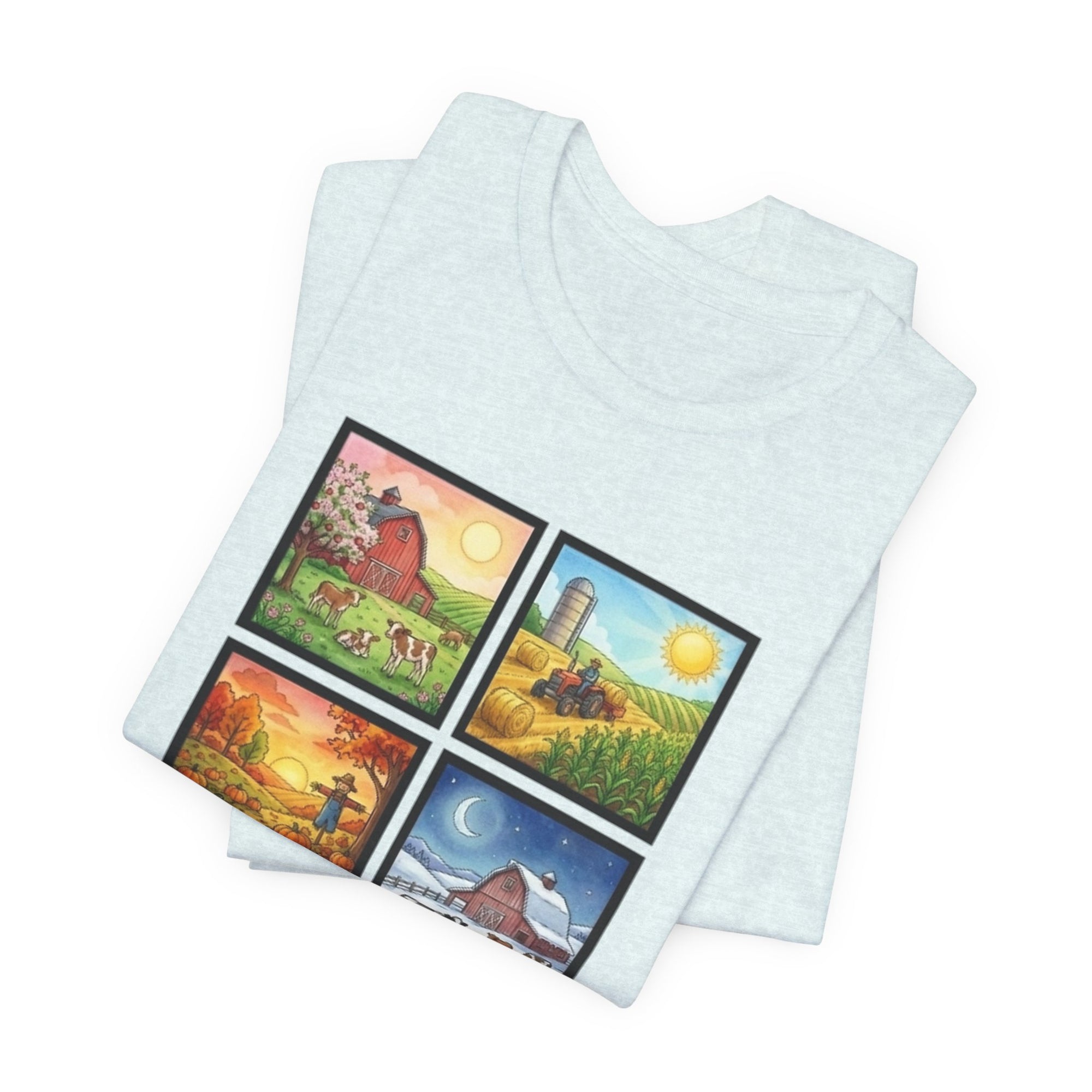 Harvest Moon Four Seasons Graphic Tee — 'Harvest Moon Winery & Farms' Vintage Farm Scene T-Shirt