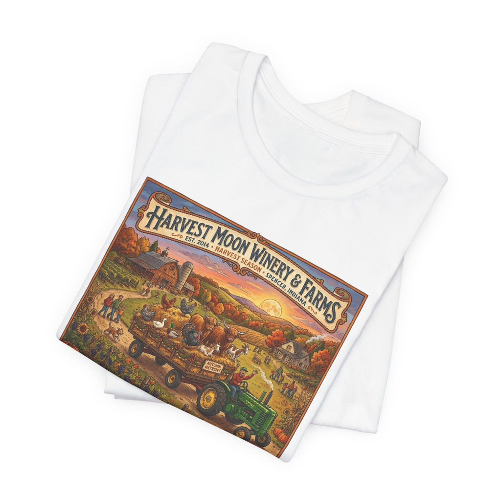 Harvest Season Hay Ride - Harvest Moon Winery & Farms Vintage Farm T-Shirt