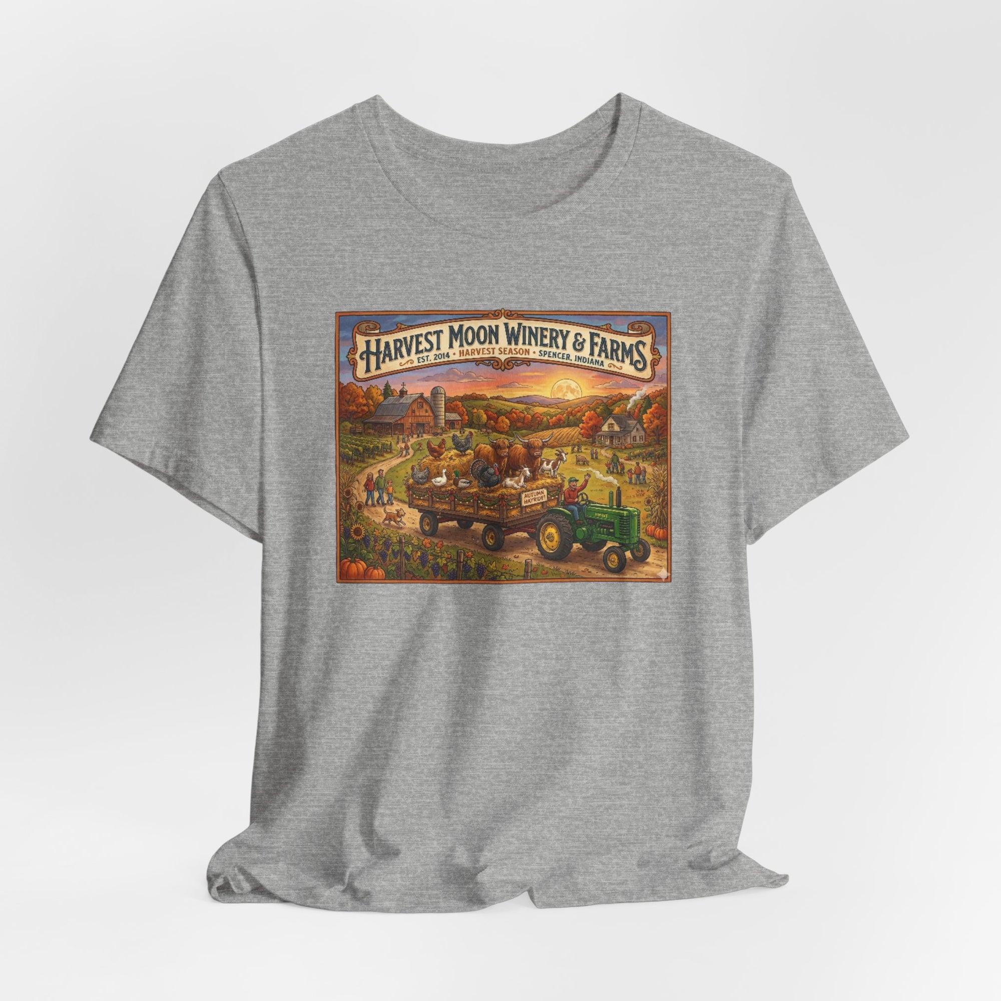 Harvest Season Hay Ride - Harvest Moon Winery & Farms Vintage Farm T-Shirt