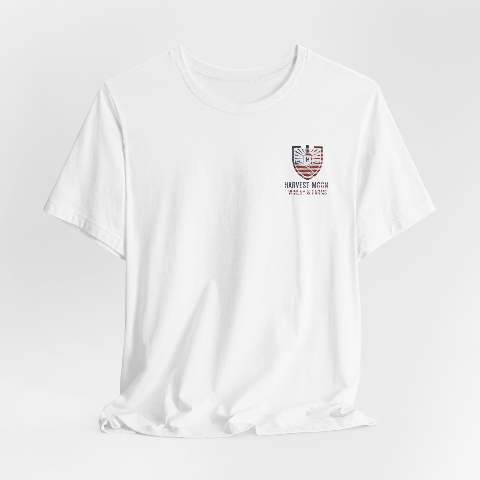 T-Shirt — Harvest Moon Winery & Farms Vintage Shield Tee (American Flag Distressed)