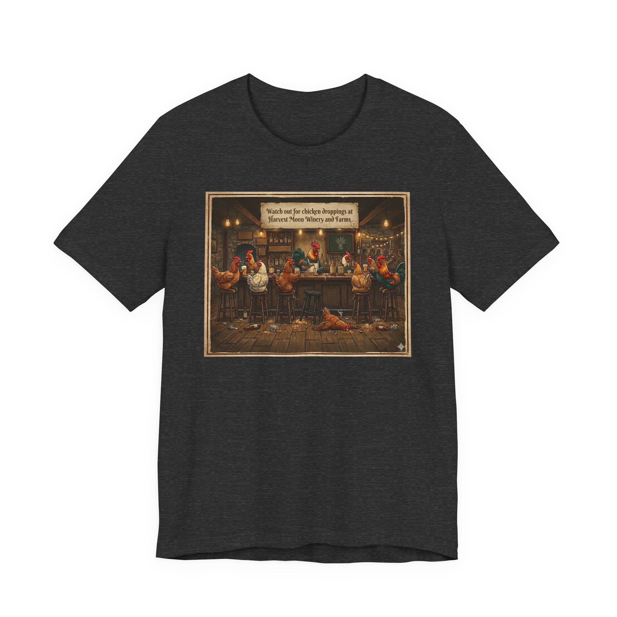 Chicken Droppings -  Pub Scene Tee —  Retro Bar Graphic T-Shirt