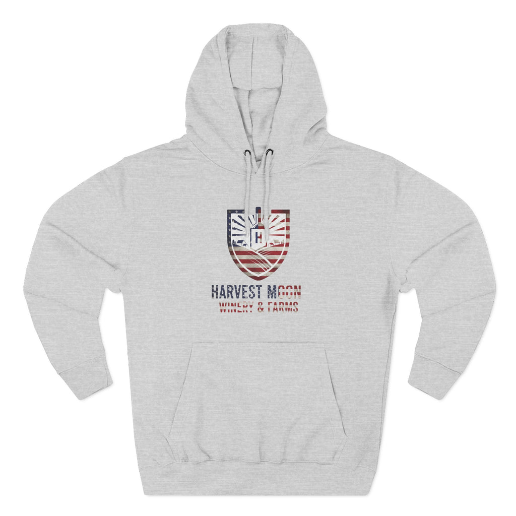 Harvest Moon Farm Logo Hoodie — Americana Shield Graphic Pullover