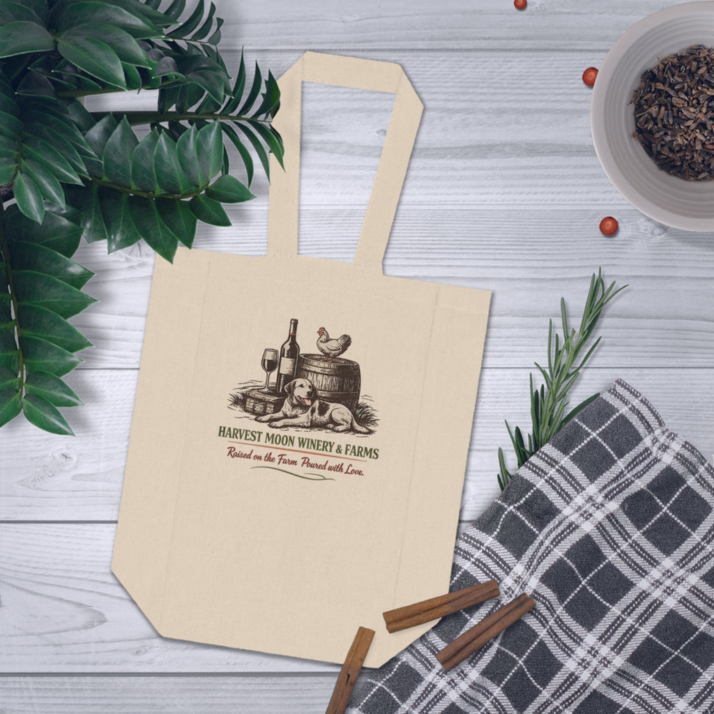 Double Wine Tote Bag — Harvest Moon Winery Picnic Wine Bottle Carrier