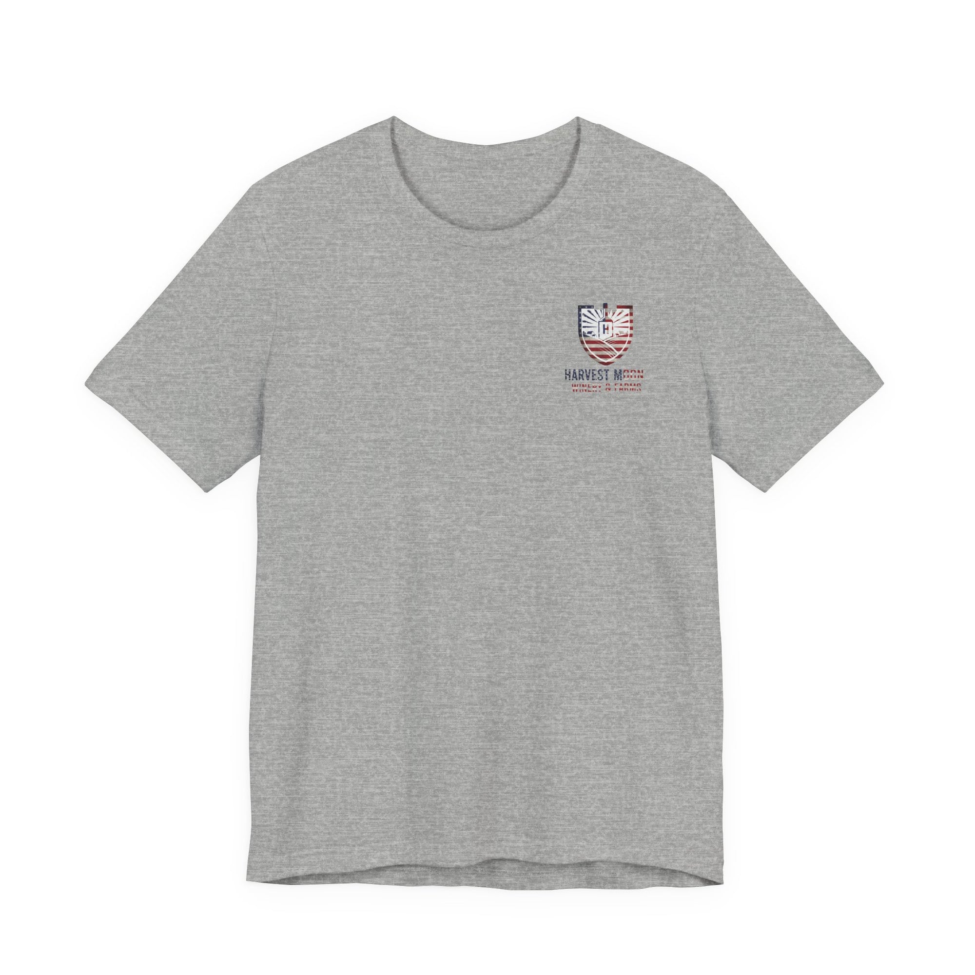 T-Shirt — Harvest Moon Winery & Farms Vintage Shield Tee (American Flag Distressed)