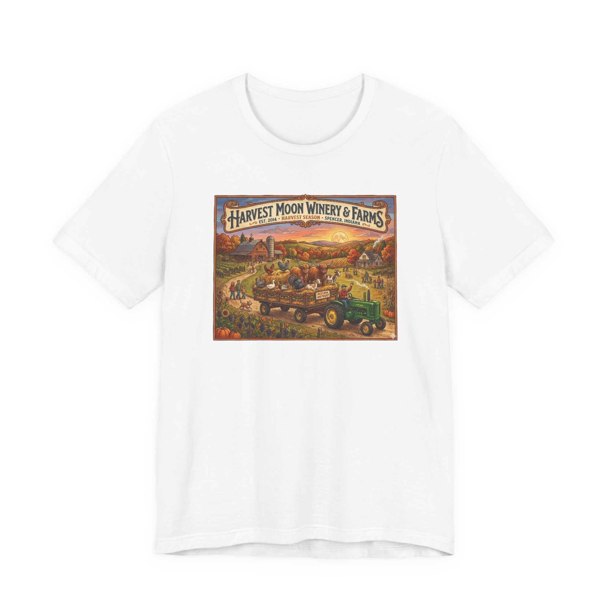 Harvest Season Hay Ride - Harvest Moon Winery & Farms Vintage Farm T-Shirt