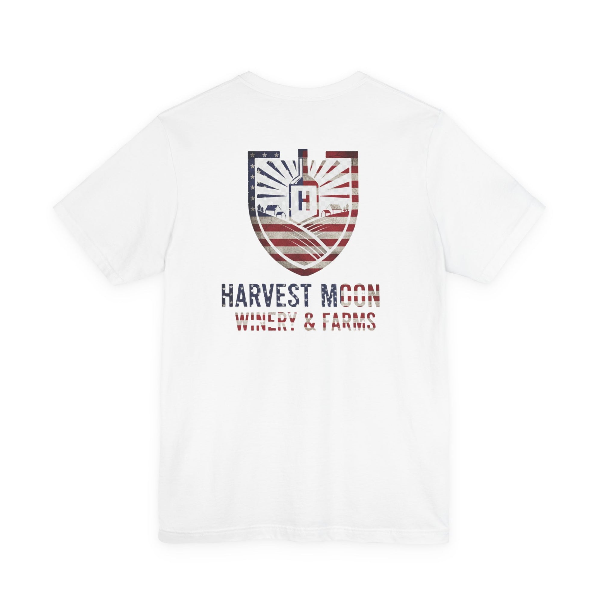 T-Shirt — Harvest Moon Winery & Farms Vintage Shield Tee (American Flag Distressed)