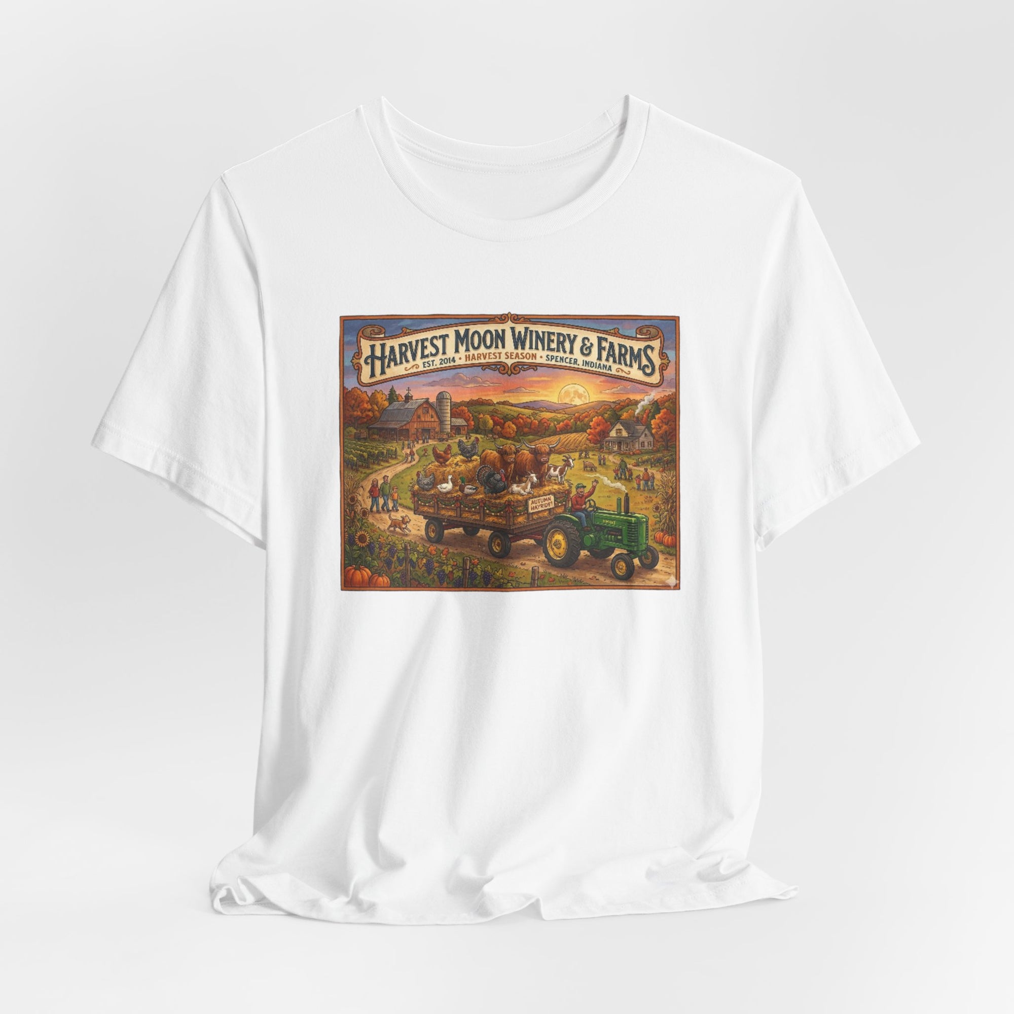 Harvest Season Hay Ride - Harvest Moon Winery & Farms Vintage Farm T-Shirt