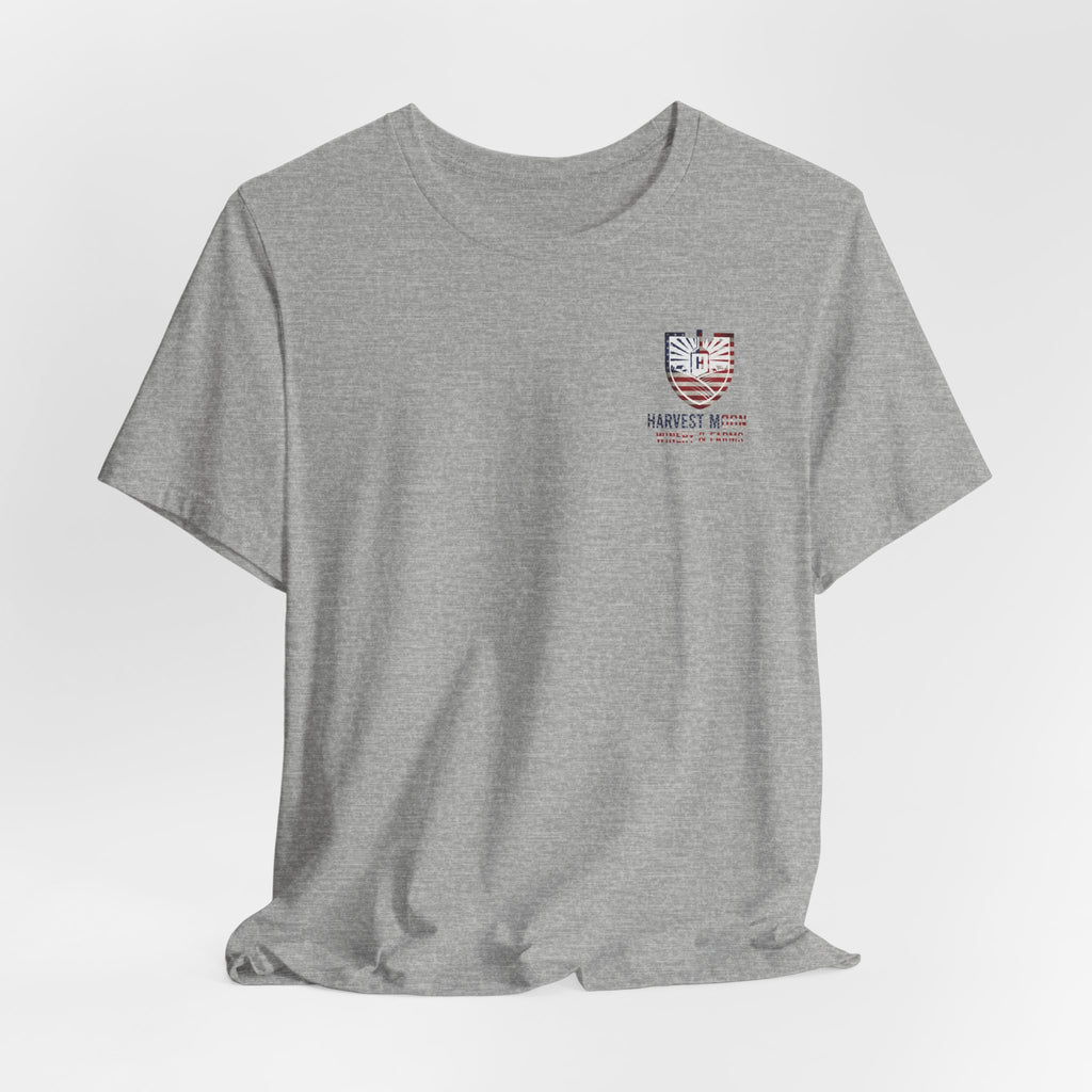 T-Shirt — Harvest Moon Winery & Farms Vintage Shield Tee (American Flag Distressed)