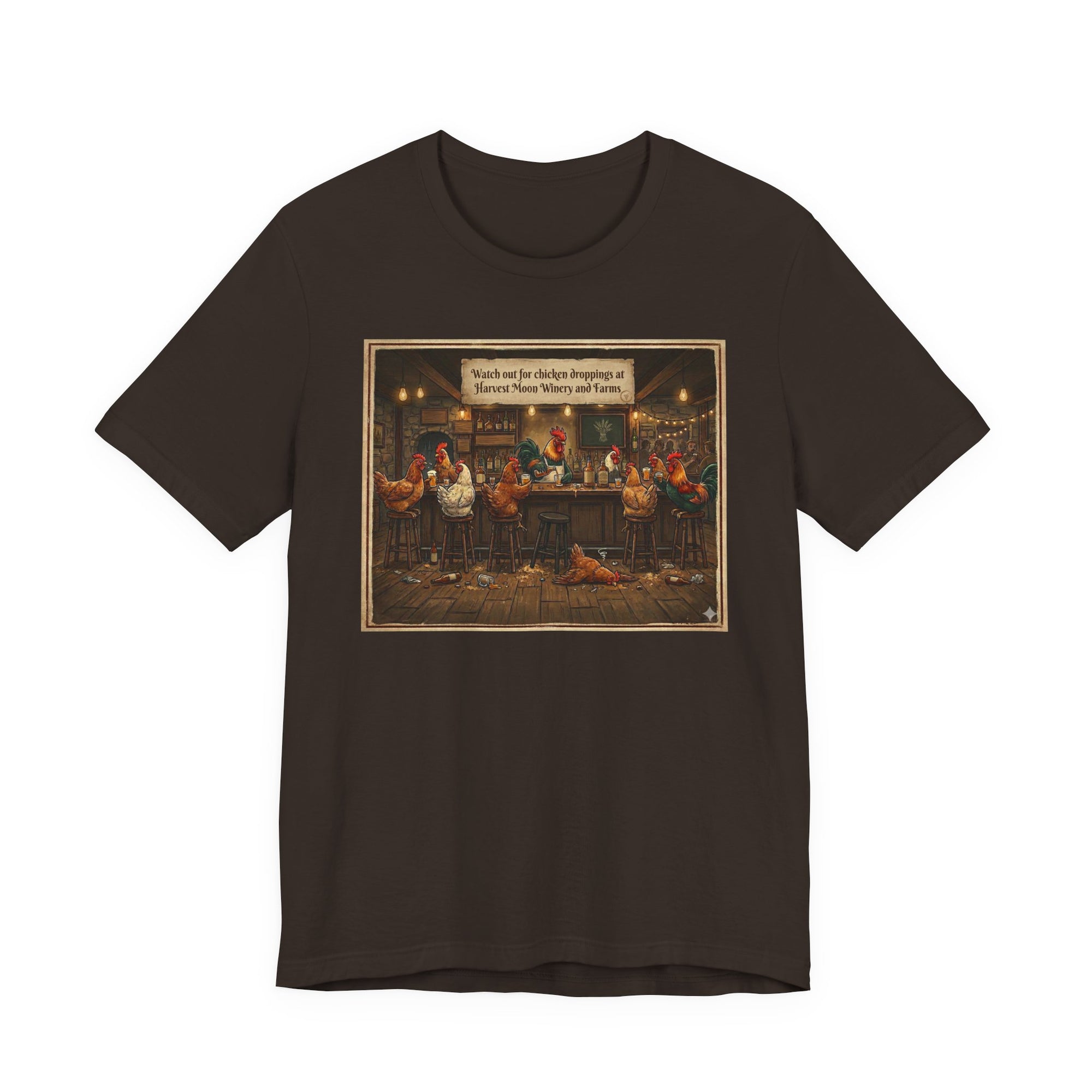 Chicken Droppings -  Pub Scene Tee —  Retro Bar Graphic T-Shirt