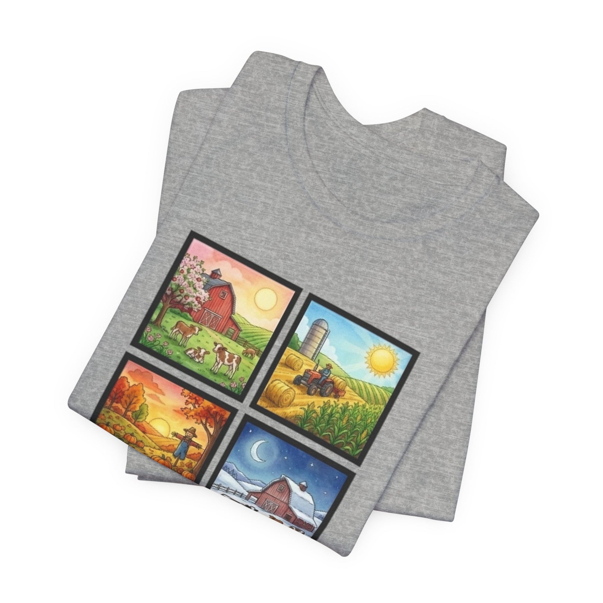 Harvest Moon Four Seasons Graphic Tee — 'Harvest Moon Winery & Farms' Vintage Farm Scene T-Shirt