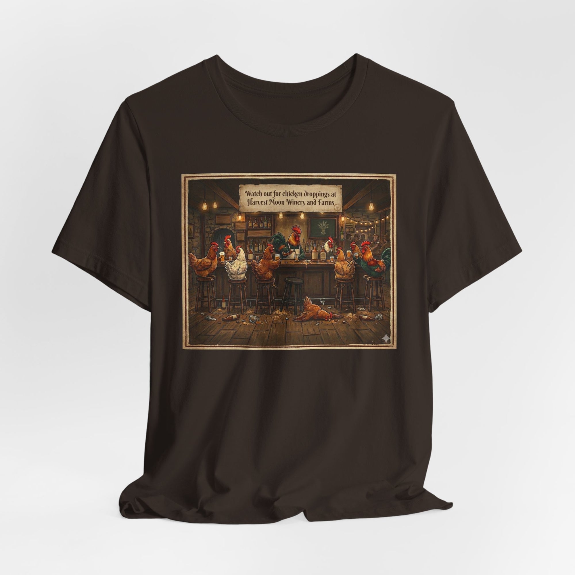 Chicken Droppings -  Pub Scene Tee —  Retro Bar Graphic T-Shirt