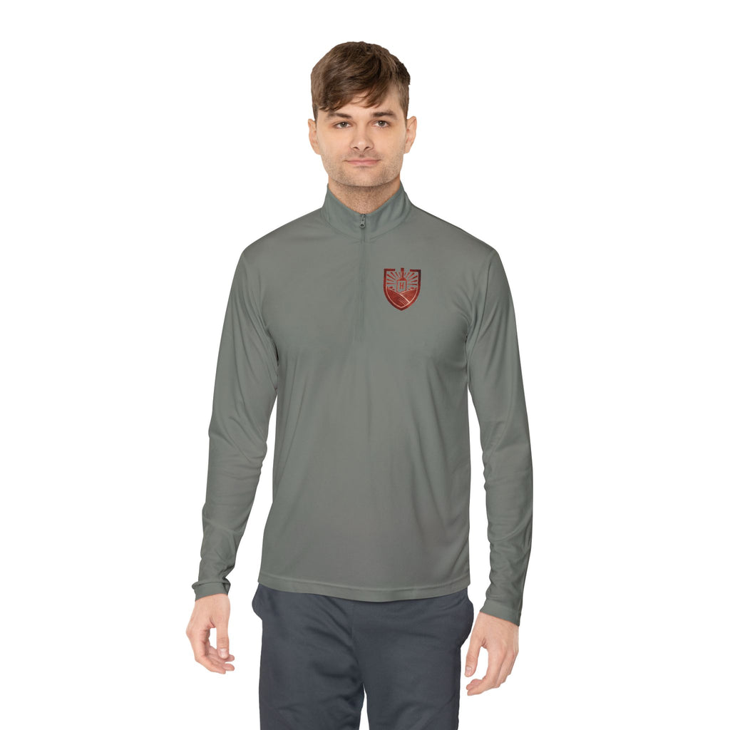 Harvest Moon Winery & Farms Quarter-Zip Pullover — Red Shield Chest Emblem