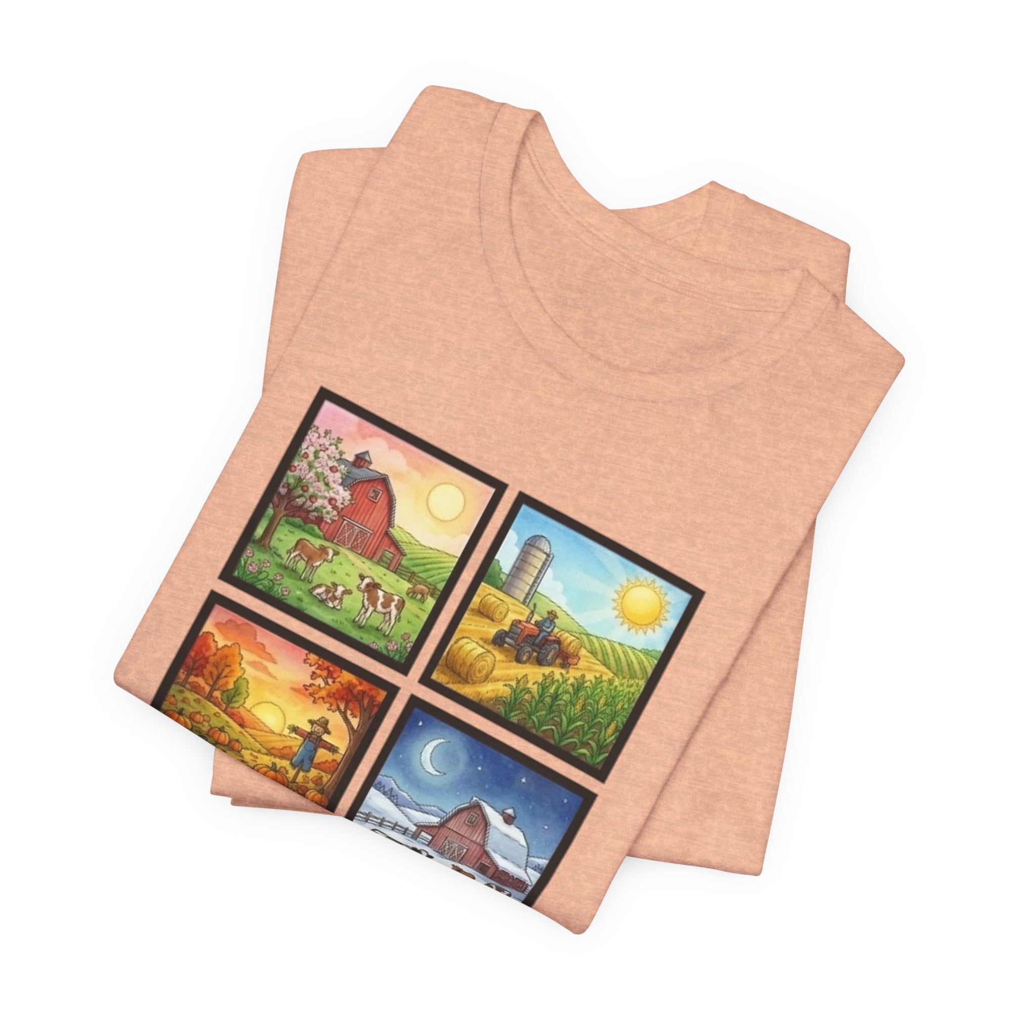Harvest Moon Four Seasons Graphic Tee — 'Harvest Moon Winery & Farms' Vintage Farm Scene T-Shirt