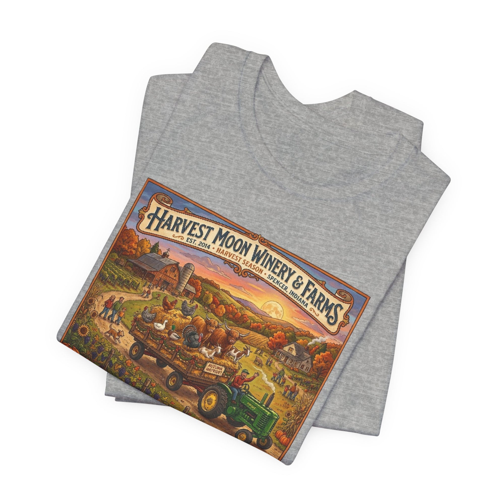 Harvest Season Hay Ride - Harvest Moon Winery & Farms Vintage Farm T-Shirt