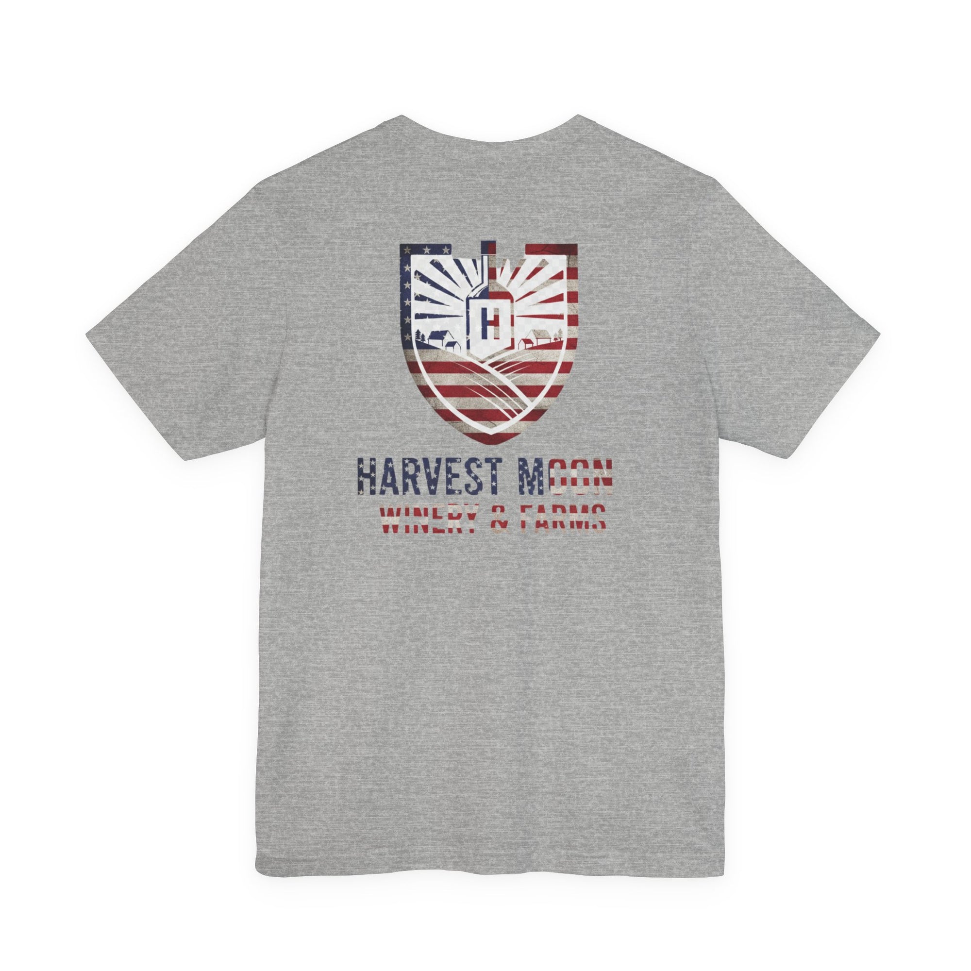T-Shirt — Harvest Moon Winery & Farms Vintage Shield Tee (American Flag Distressed)