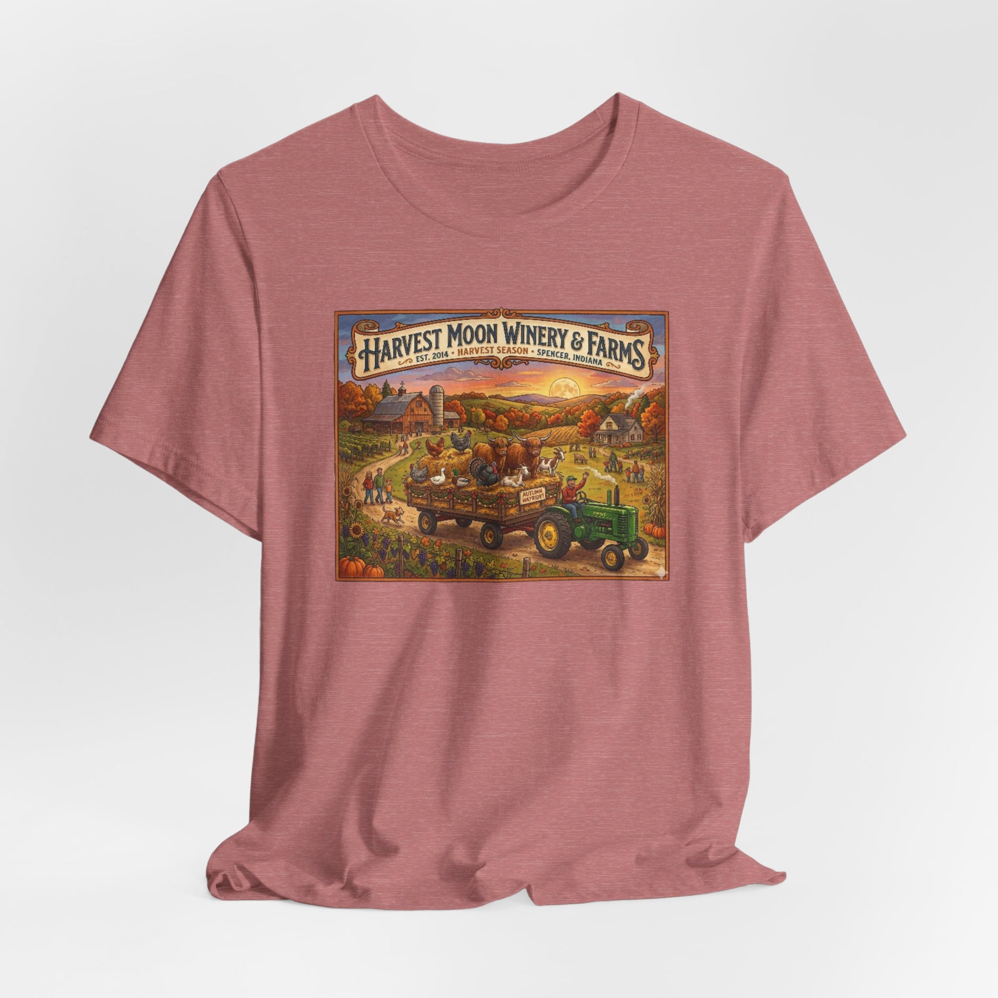 Harvest Season Hay Ride - Harvest Moon Winery & Farms Vintage Farm T-Shirt