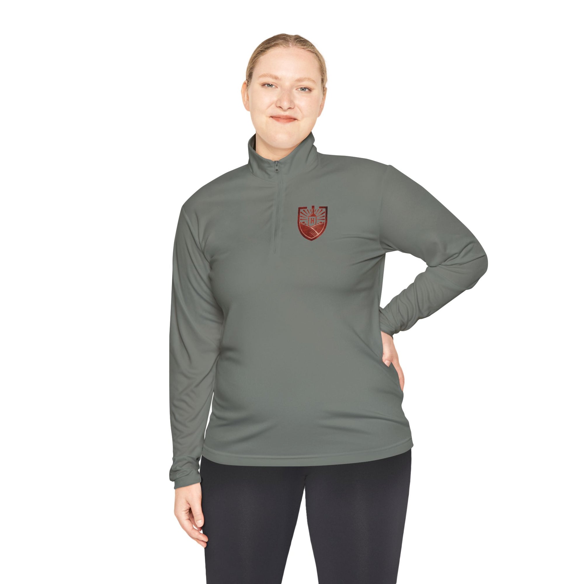 Harvest Moon Winery & Farms Quarter-Zip Pullover — Red Shield Chest Emblem