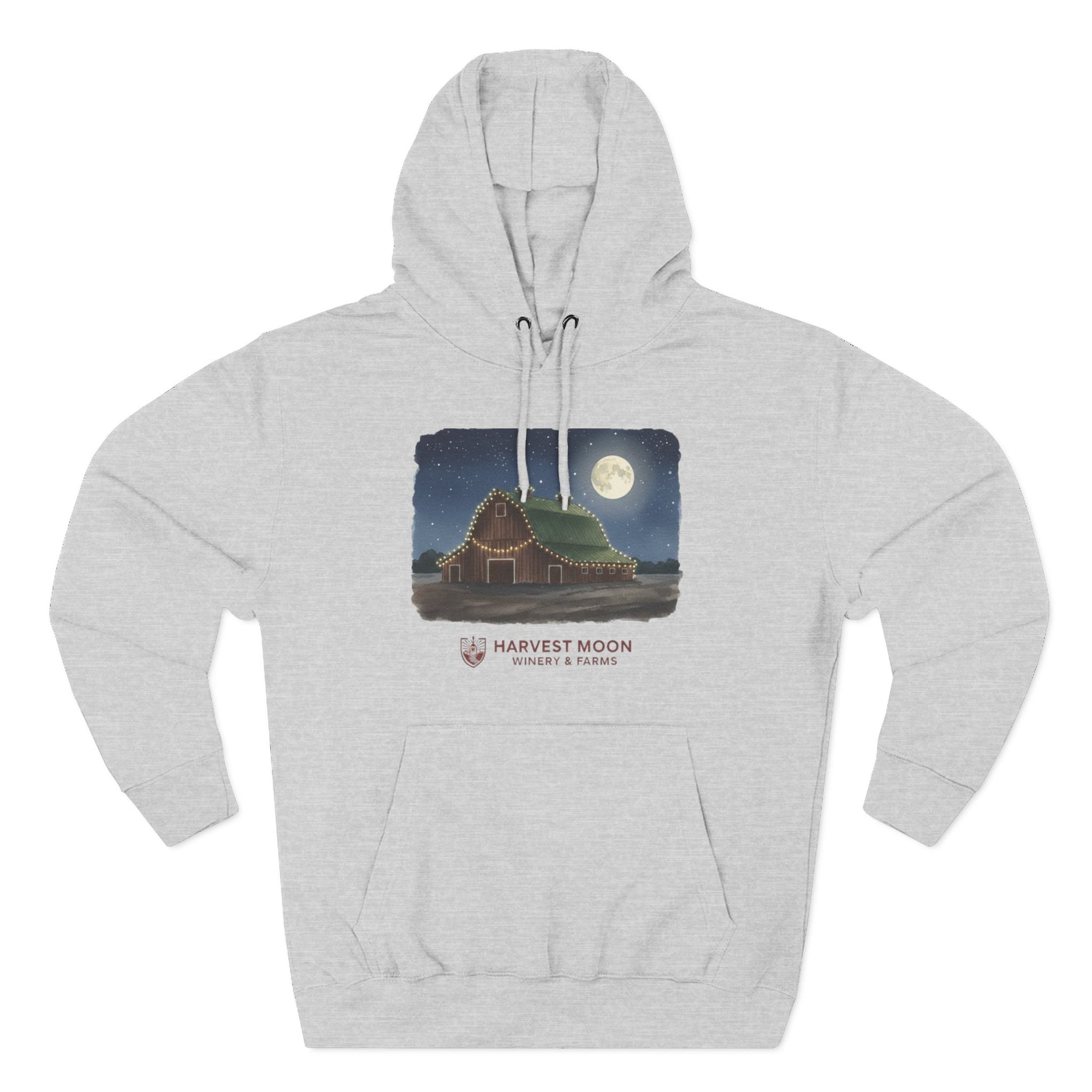 Harvest Moon Farm Hoodie — Vintage Barn Under Full Moon Fleece Pullover