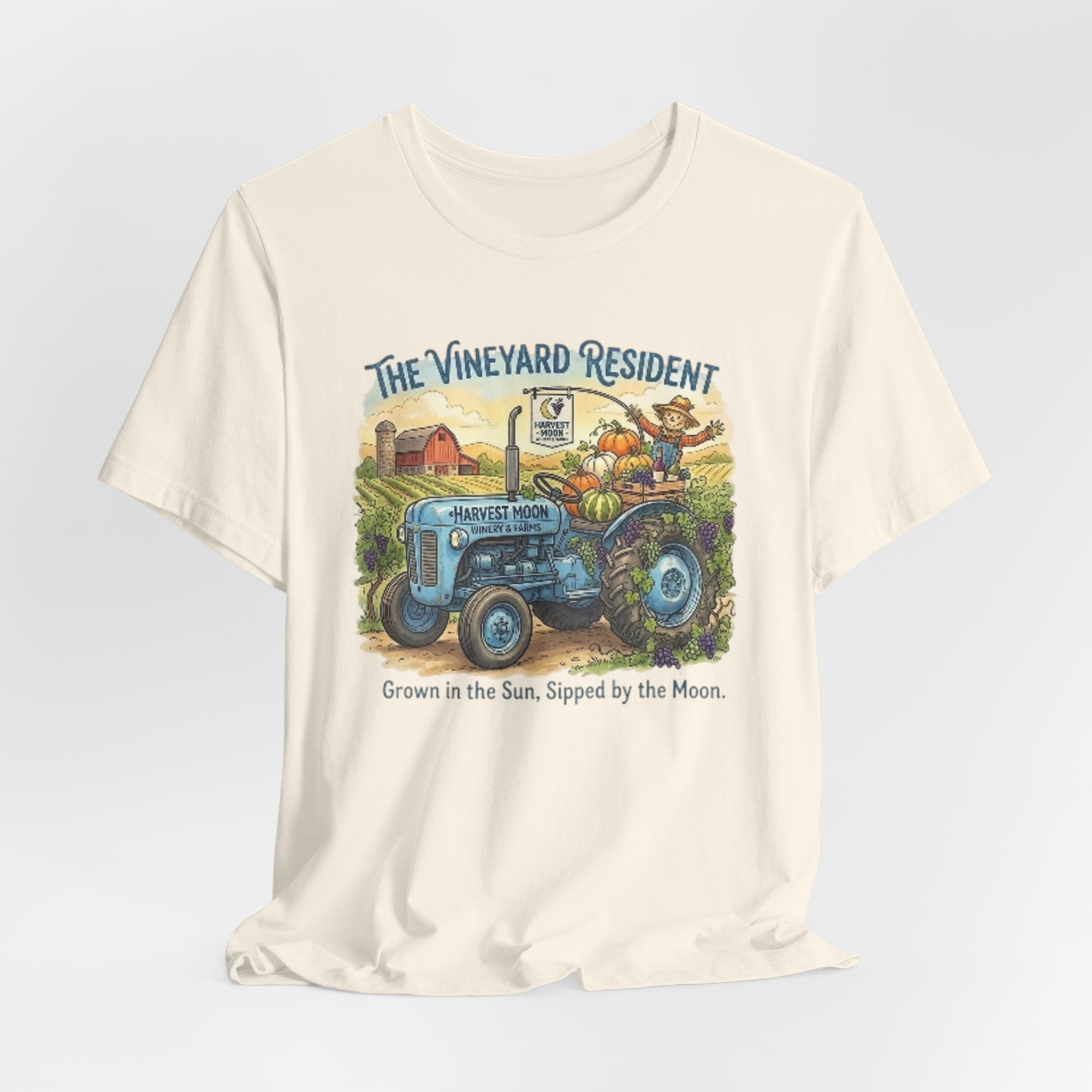 Vineyard Resident Tee — 'Grown in the Sun, Sipped by the Moon' Tractor T-Shirt