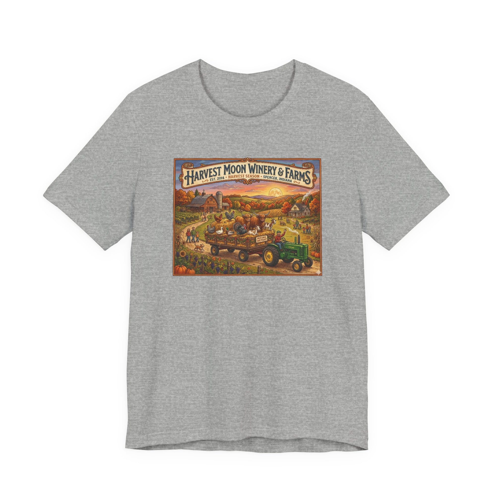 Harvest Season Hay Ride - Harvest Moon Winery & Farms Vintage Farm T-Shirt