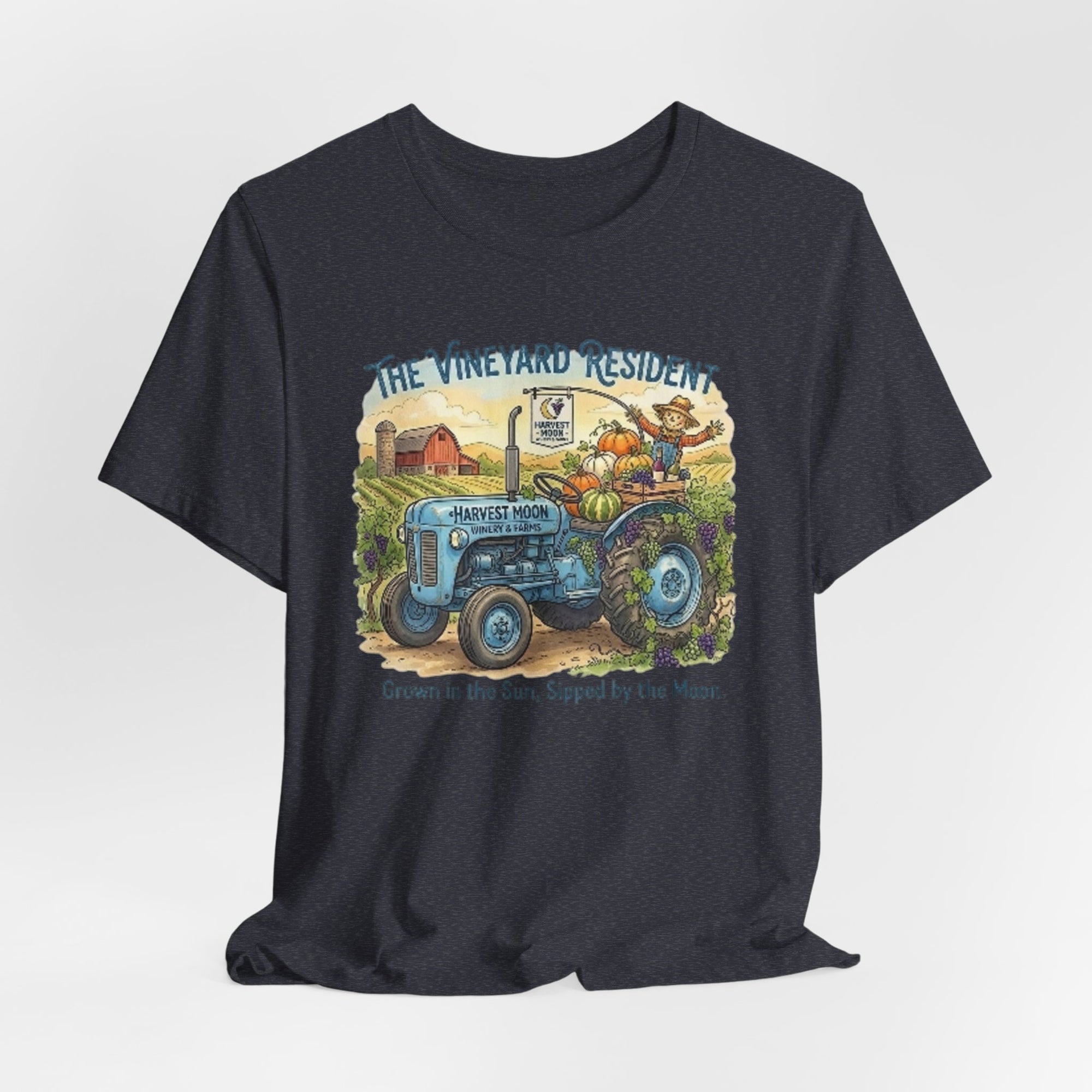 Vineyard Resident Tee — 'Grown in the Sun, Sipped by the Moon' Tractor T-Shirt