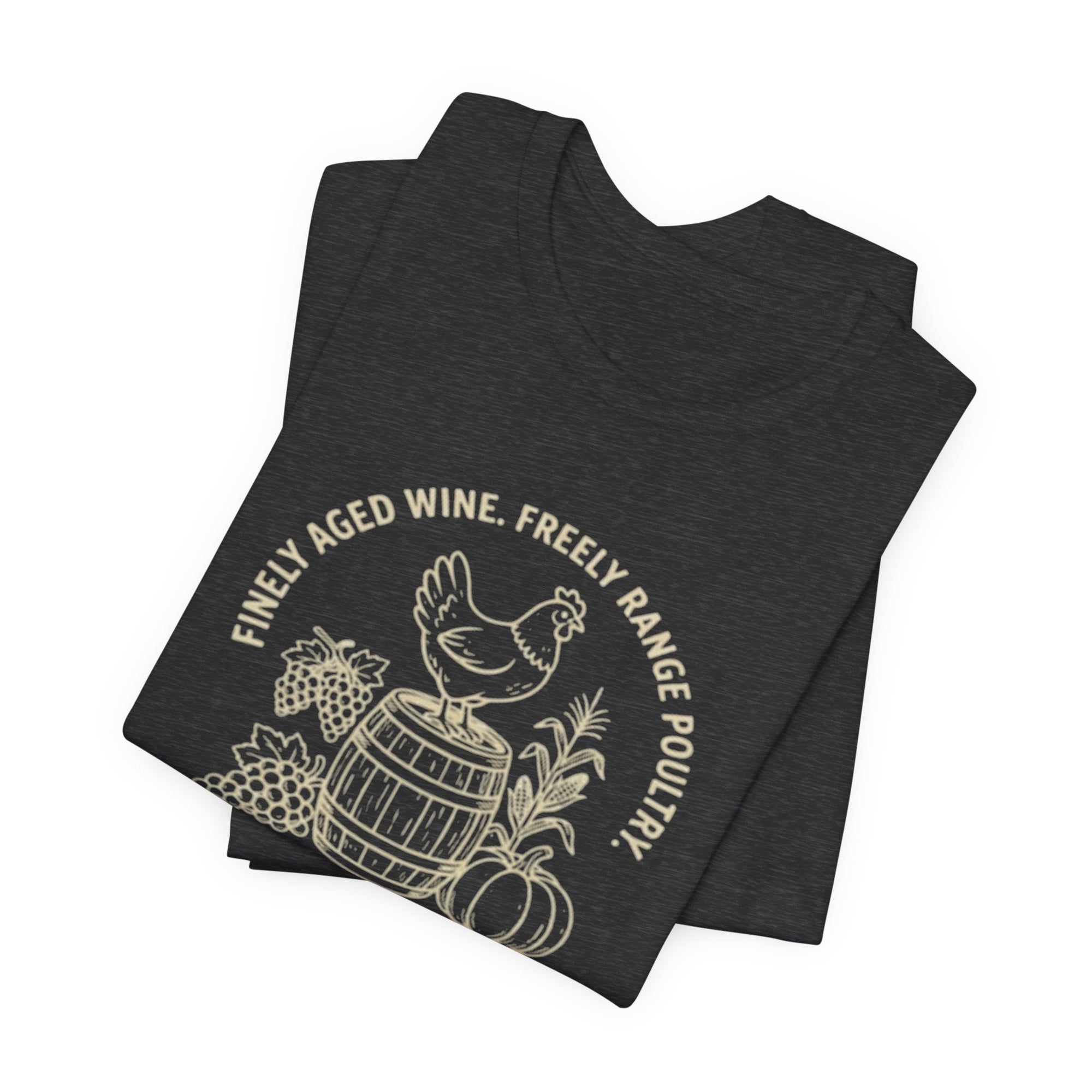 Chicken Wine Barrel T‑Shirt — Rustic Farmhouse Vineyard Tee