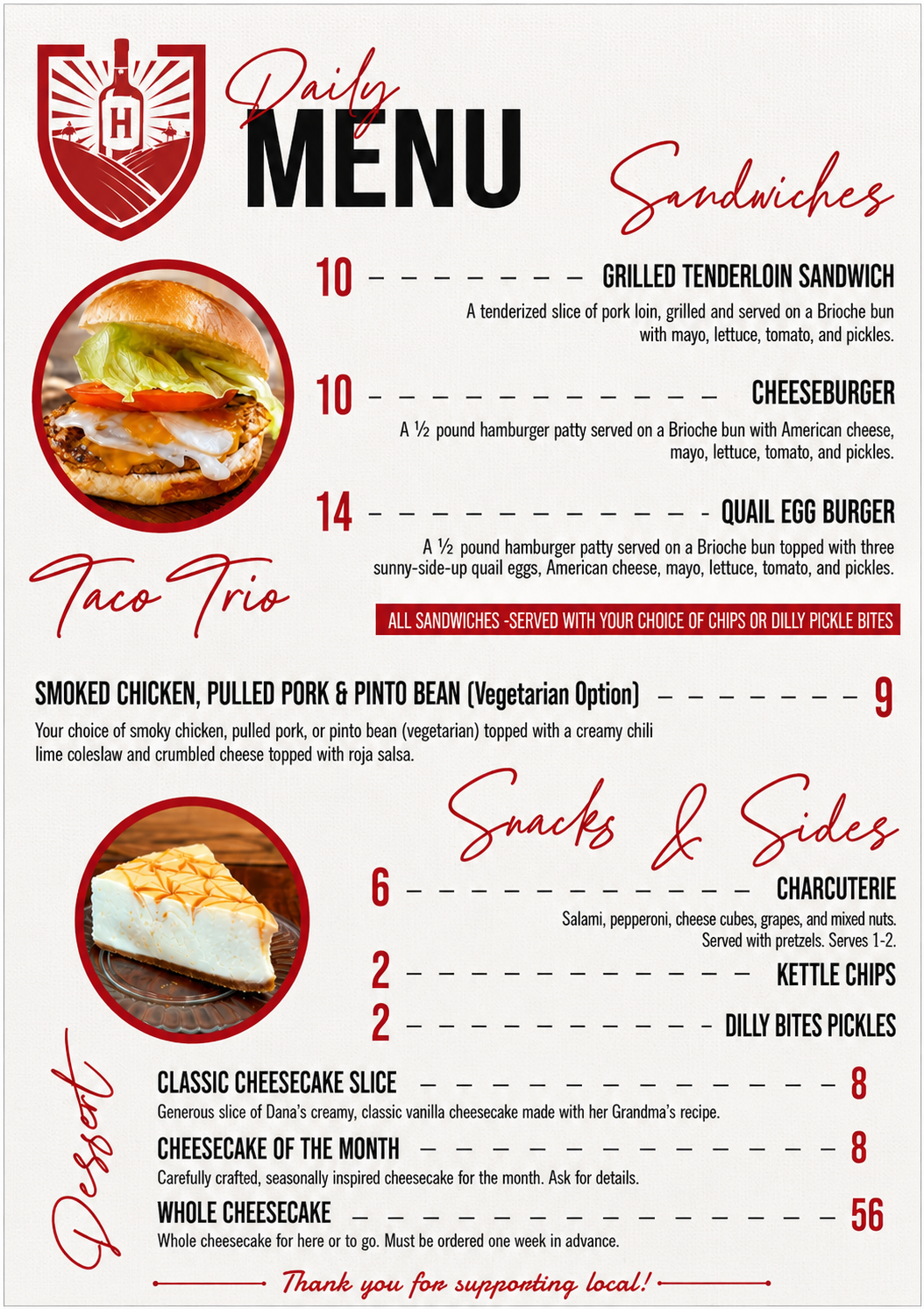 Food menu