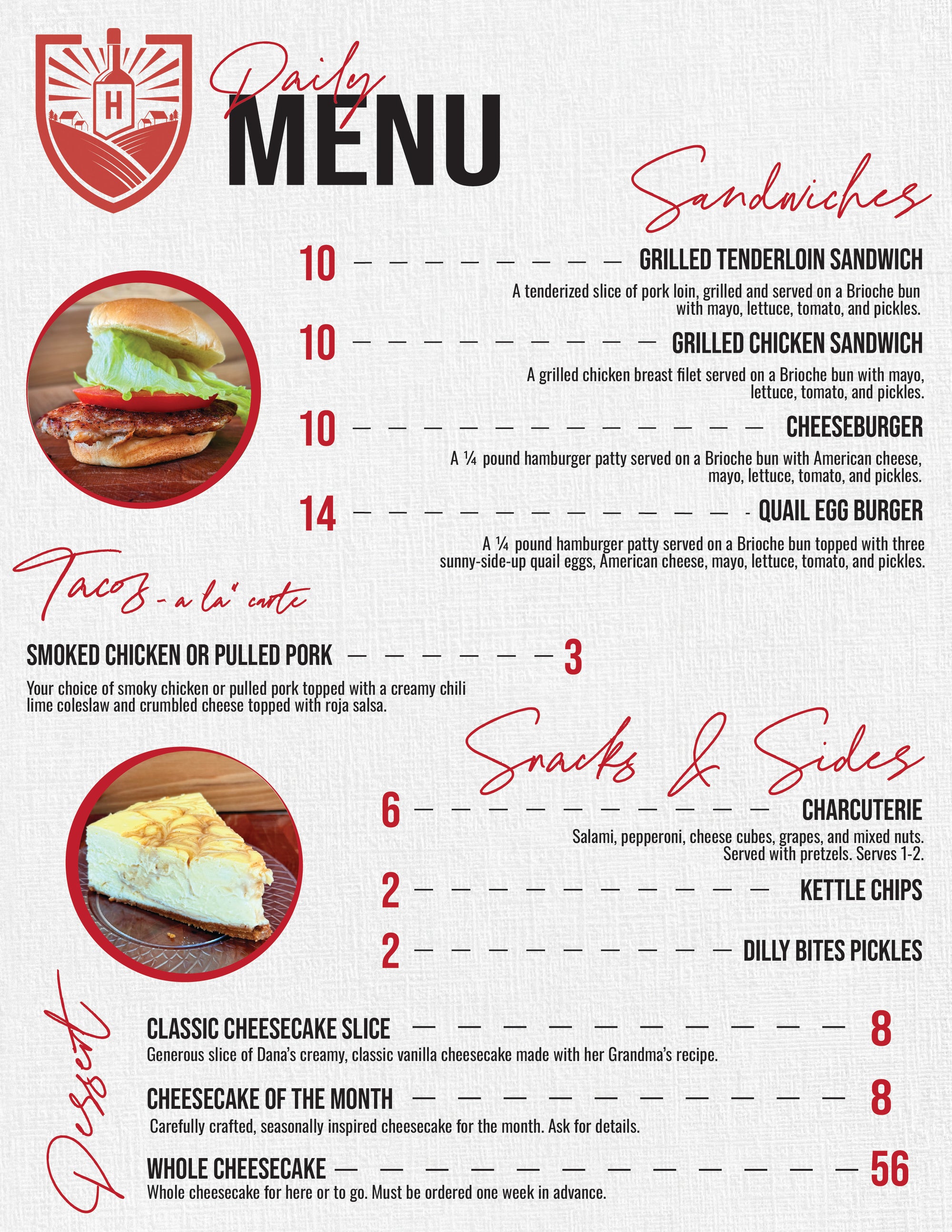 Food menu