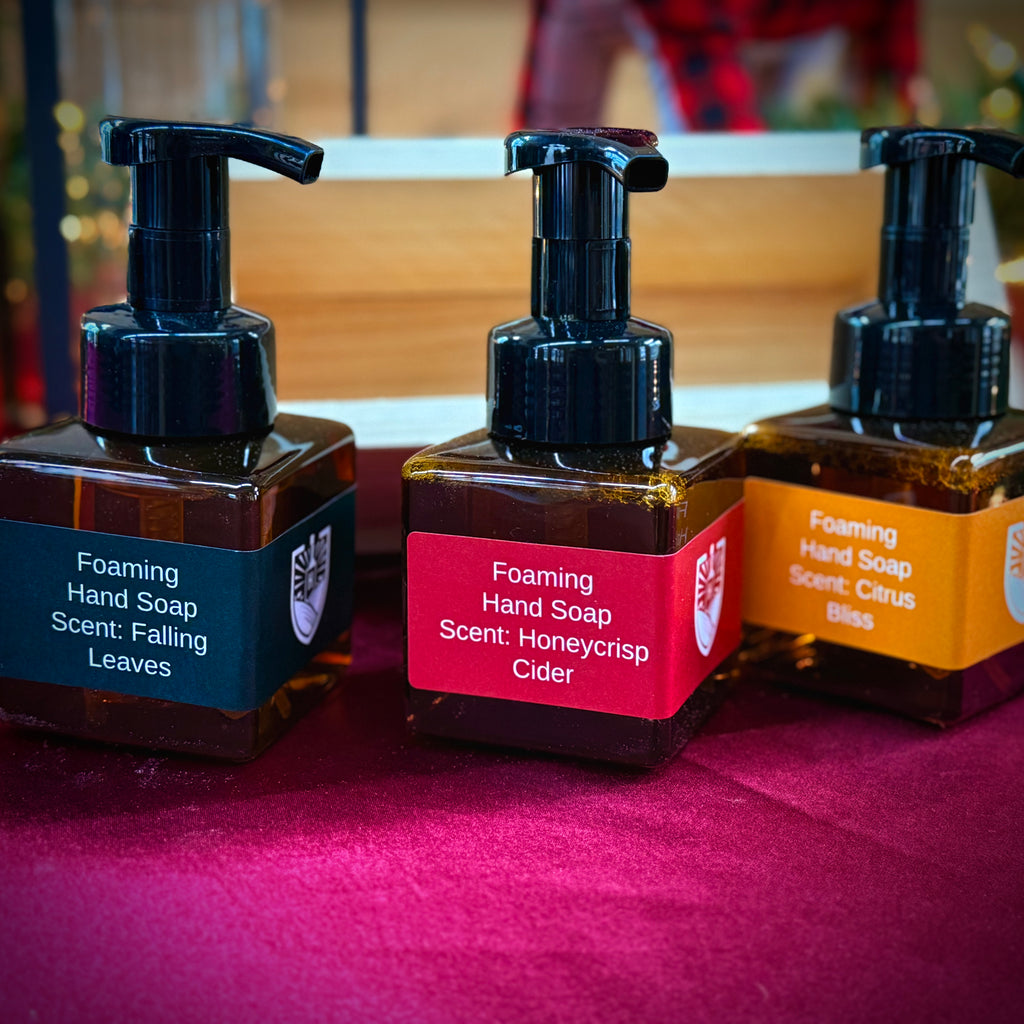 HMF- Foaming Hand Soap Essential Oils Gift Set – 3 Scents + Handcrafted Wood Holder