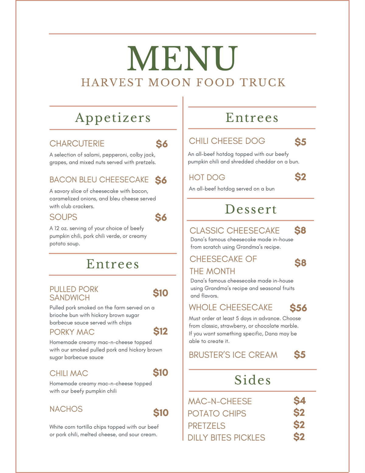 Food menu